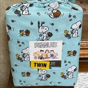 Peanuts Snoopy Twin Sheet Set - Blue and White